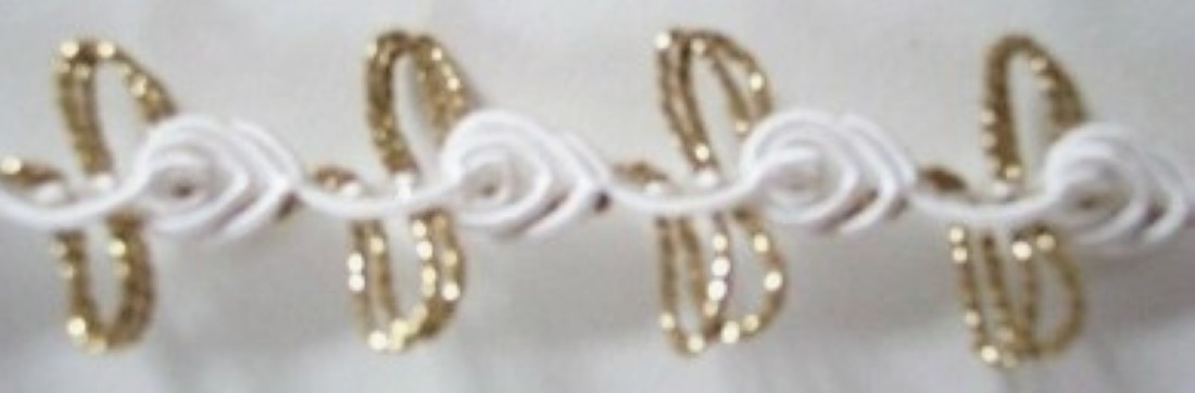 White Rosebraid/Gold 11/16" Loops