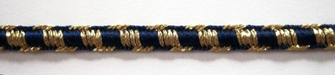 Navy/Gold 3/16" Metallic Soutache Cord