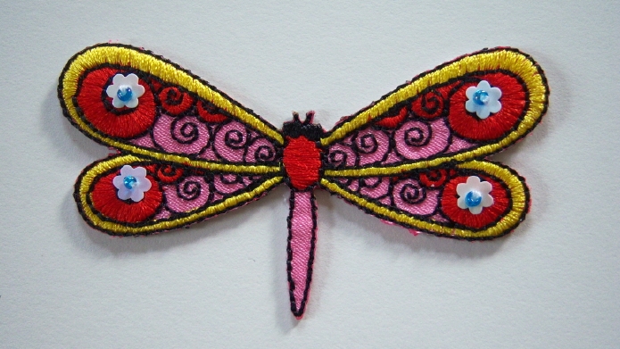 Red Sequin/Bead Dragonfly Applique