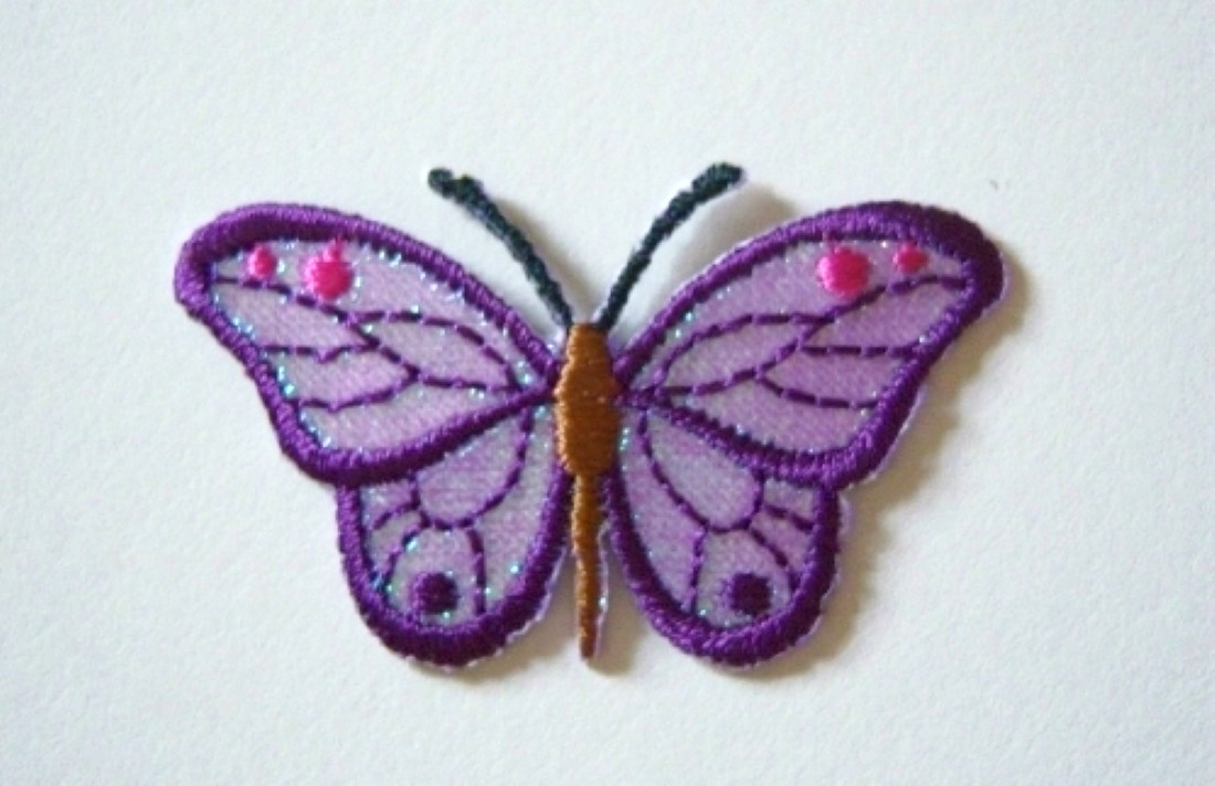 Purple Iridescent 2 Butterfly Appliques