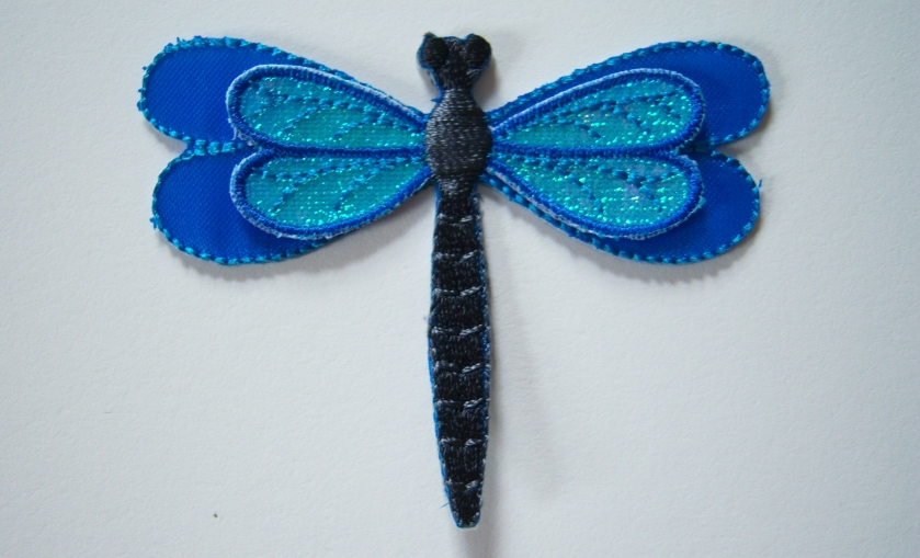 Blue/Black Dragonfly Applique