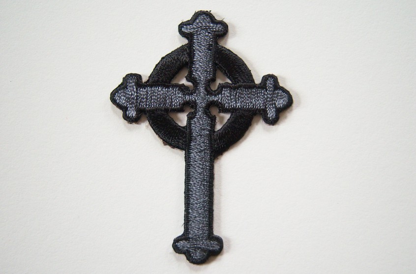 Gothic Black/Gray Cross Applique