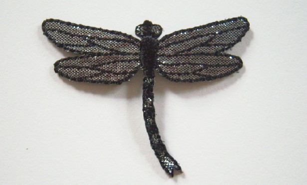 Black/Silver Dragonfly Applique