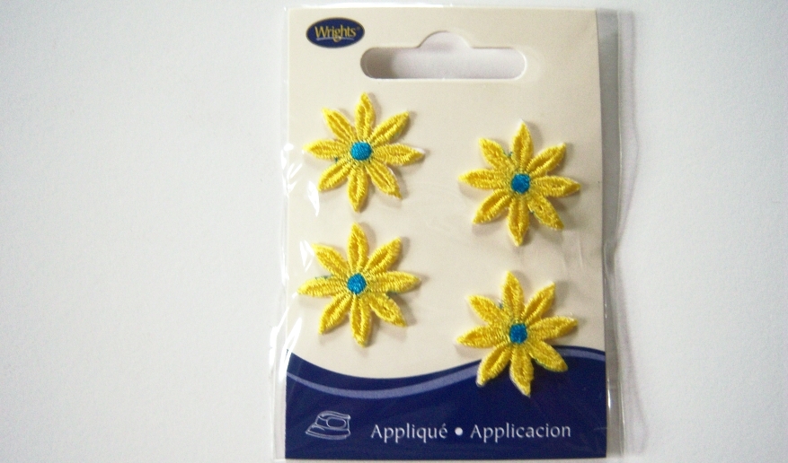 Yellow/Turquoise 4 Daisy Appliques