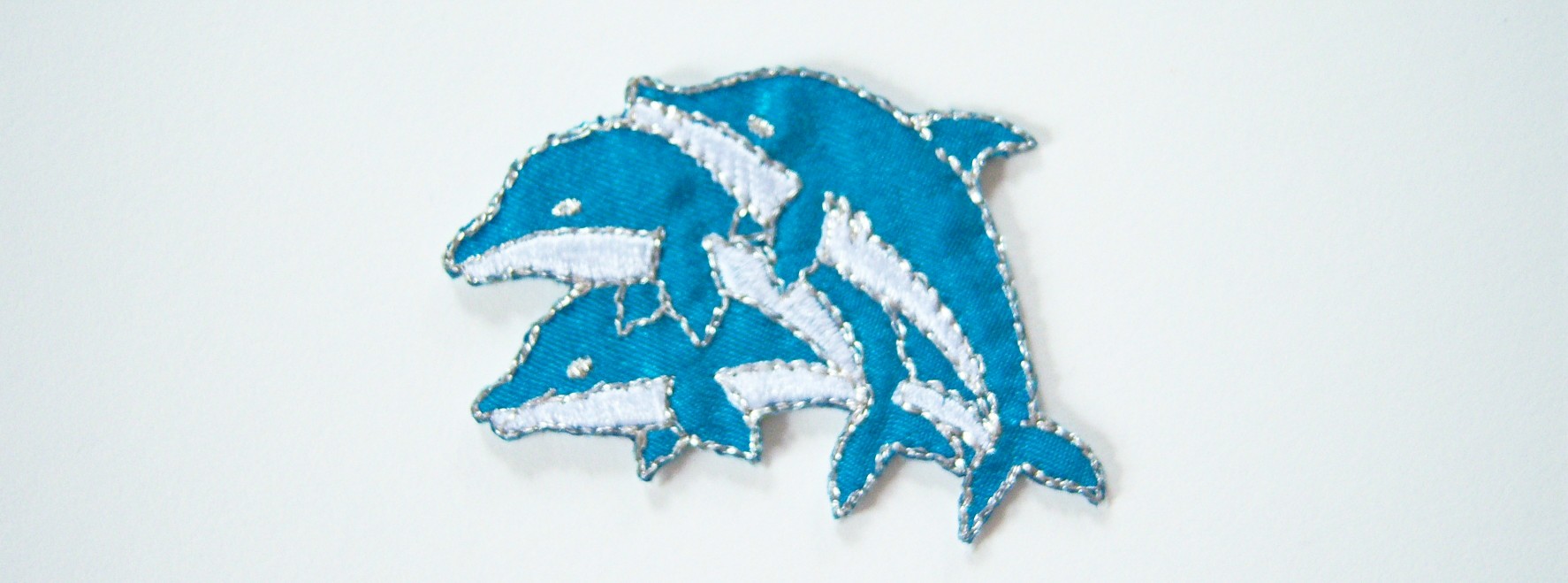 Turquoise/Silver Dolphins Applique