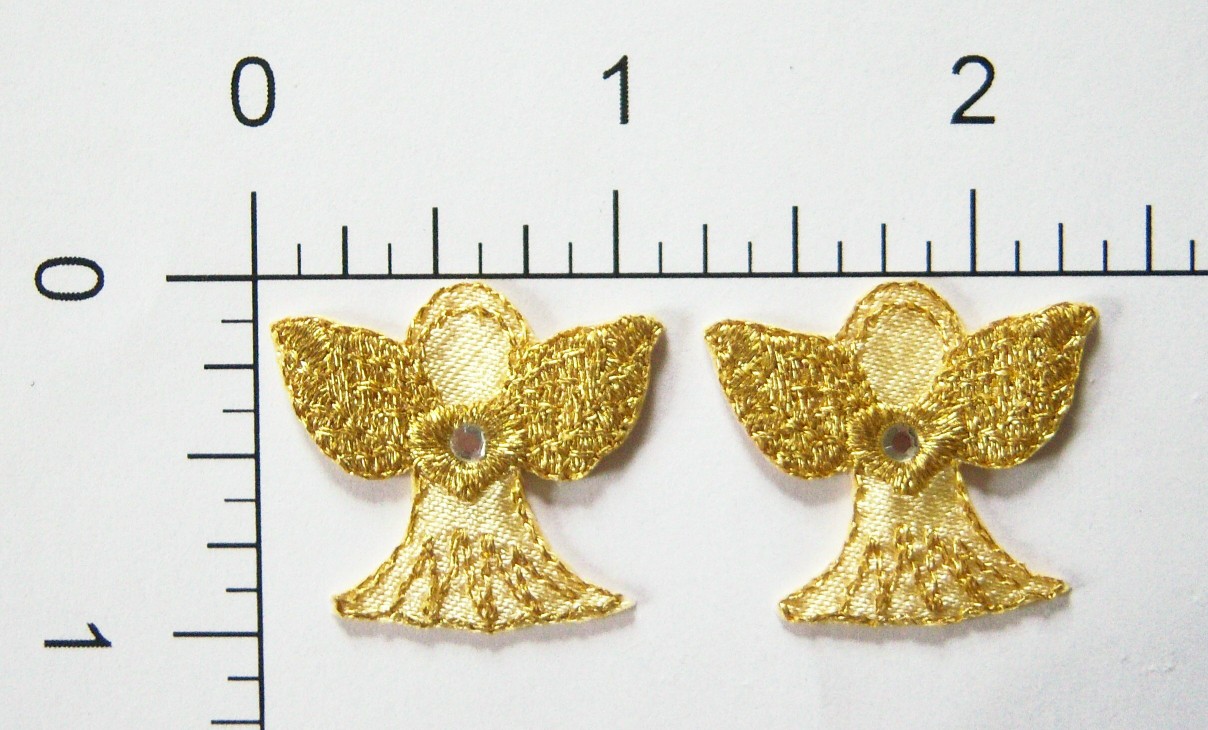 Gold Rhinestone Angel Appliques