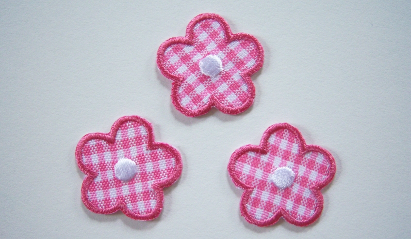 Pink Gingham Daisy Appliques
