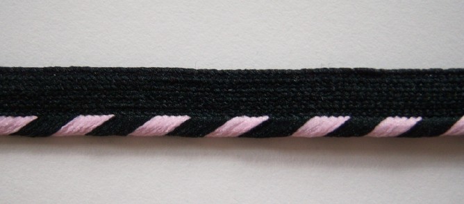 Black/Light Pink 1/8" Striped Piping