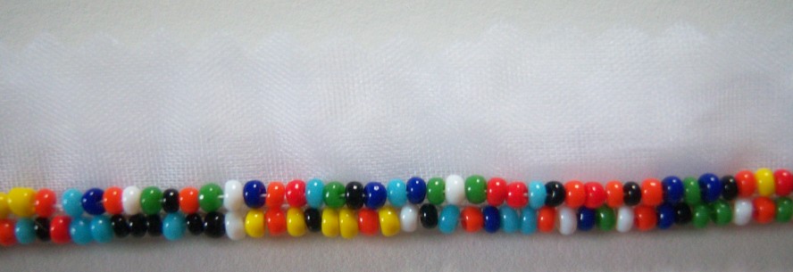 White Nylon/Multicolor Bead 5/8" Piping