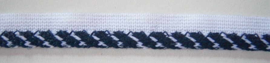 White/Navy 3/16" Striped Piping