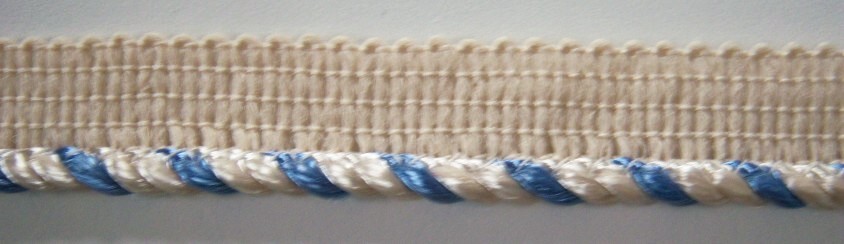 White/Blue Stripe 3/4" Piping