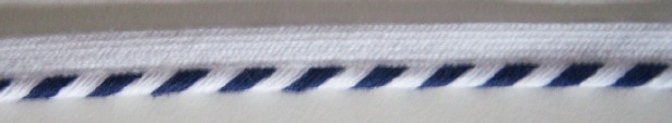 White/Navy Striped 3/32" Piping