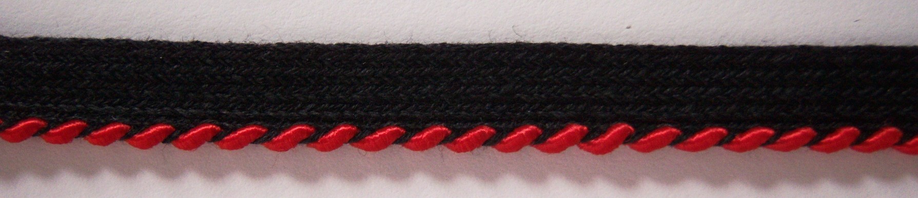 Black/Shiny Red 1/8" Striped Piping