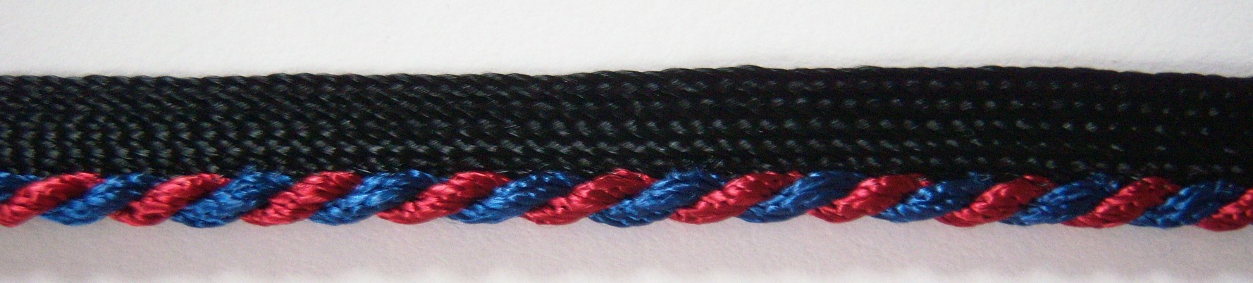 Black/Rose/Copen 1/8" Striped Piping