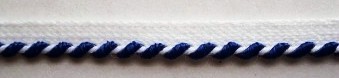 White Cotton/Lt Navy 1/8" Piping