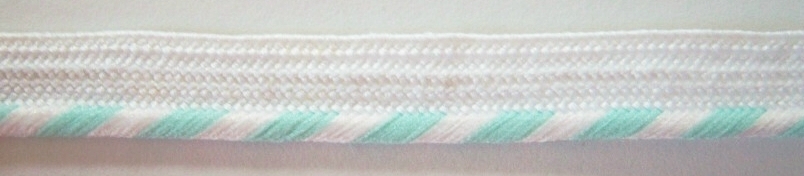 White/Mint 1/8" Striped Piping