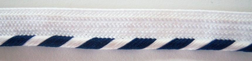 White/Navy 1/8" Striped Piping