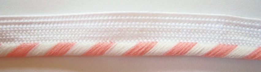 White/Peach 1/8" Striped Piping