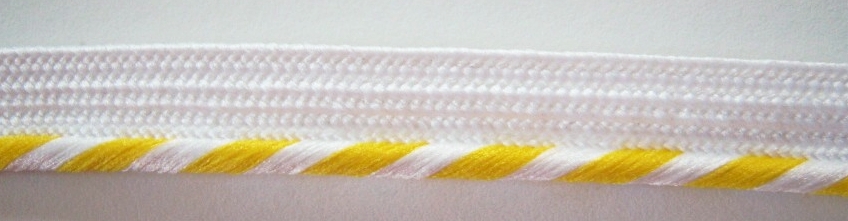 White/Lemon 1/8" Striped Piping