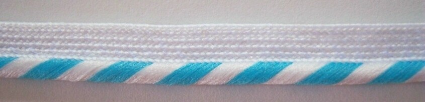 White/Aqua 5/32" Striped Piping