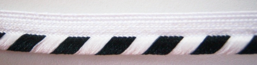 White/Black 1/8" Striped Piping