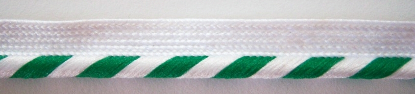 White/Emerald 5/32" Striped Piping