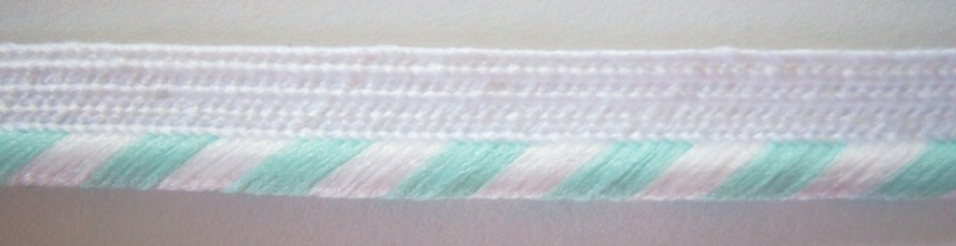 White/Mint 5/32" Striped Piping