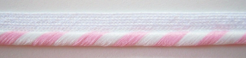 White/Pink 5/32" Striped Piping