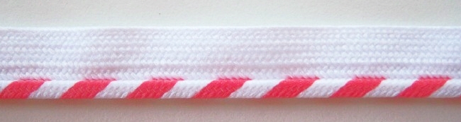 White/Coral 1/8" Striped Piping