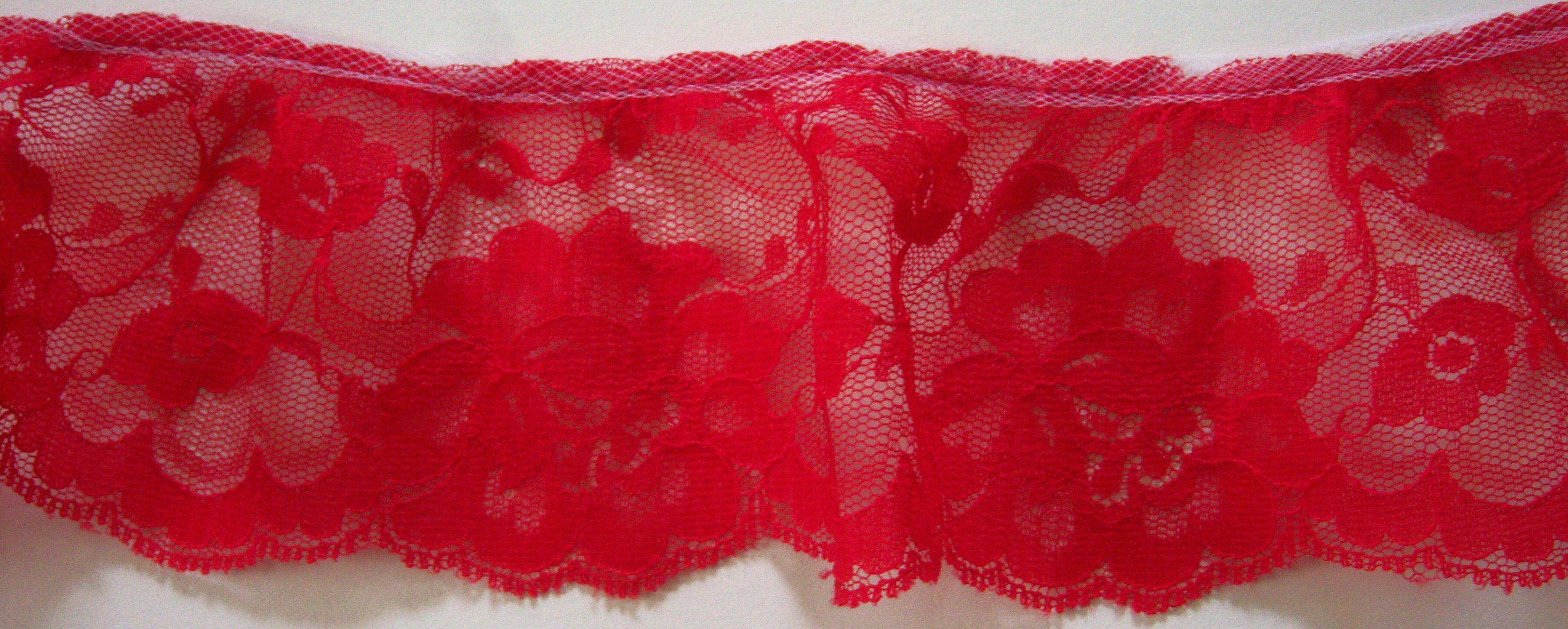 Red 2 1/2" Gathered Lace