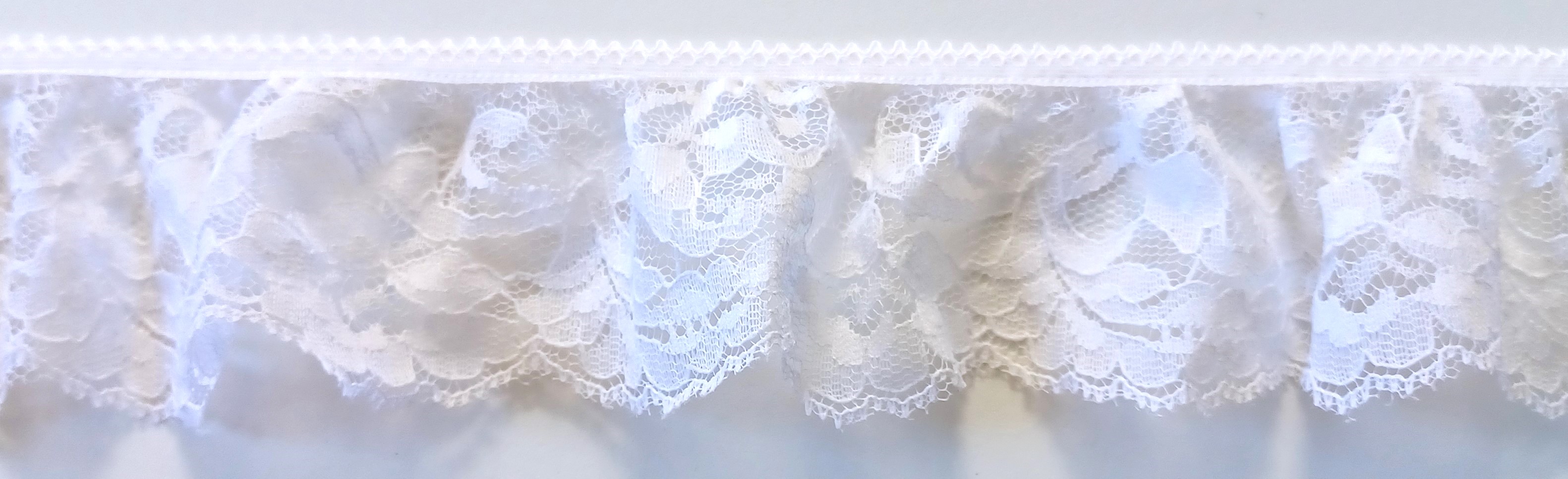 White 2 1/2" Lace Top Ruffled Lace