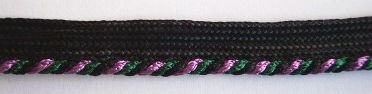 Black/Fuschia/Green 1/8" Striped Piping