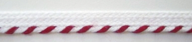White/Burgundy 1/8" Striped Piping