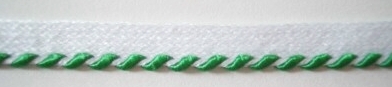 White/Shiny Emerald Striped Piping