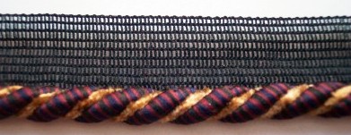 Navy Stripe/Gold 3/8" Striped Piping