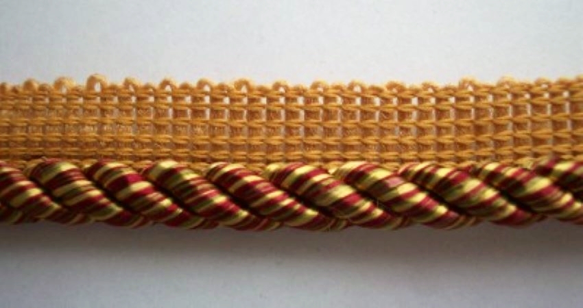 Gold/Ruby 3/8" Striped Piping