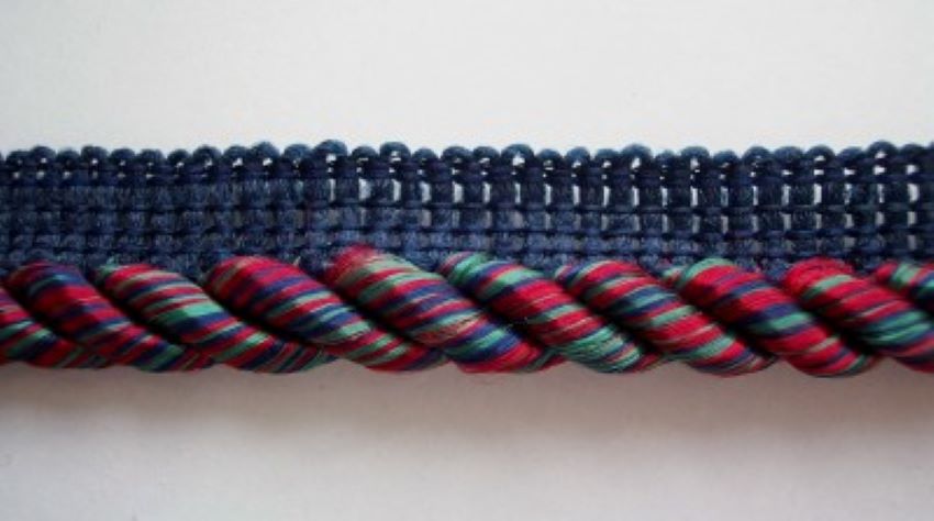Navy/Red/Green 3/8" Striped Piping