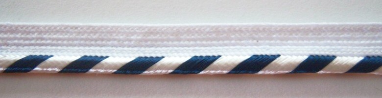 Shiny White/Navy 3/16" Striped Piping