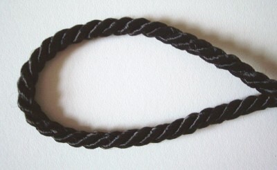Shiny Black 3/16" Polyester Drawstring Cord