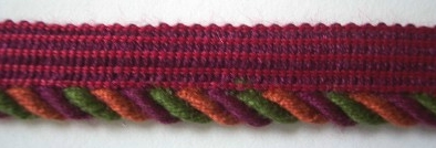 Wine/Olive/Rust 1/4" Striped Piping