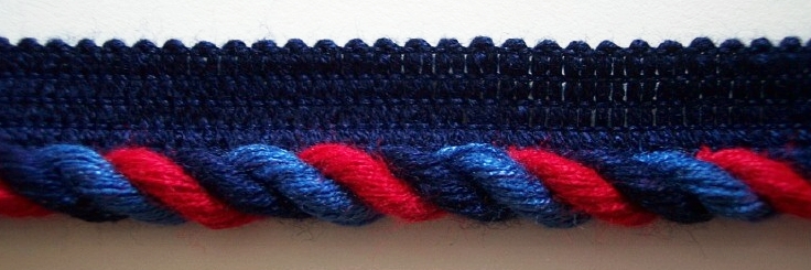 Navy/Red/Copen 3/8" Striped Piping