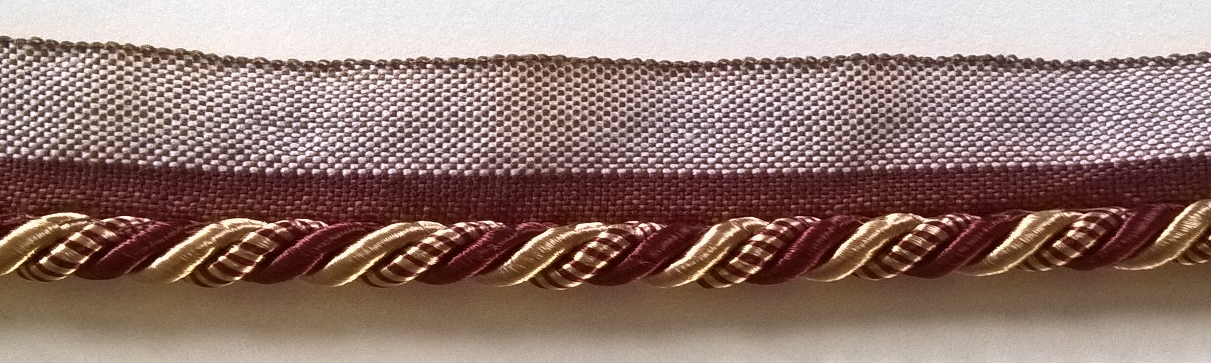 Wine/Gold Striped 3/8" Striped Piping