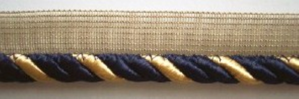 Double Navy/Gold 3/8" Striped Piping