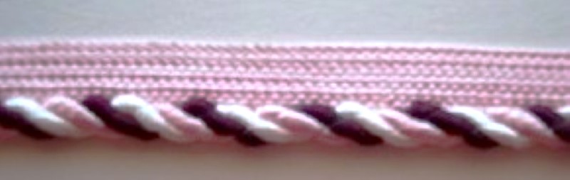 Pink/White/Wine 1/8" Striped Piping