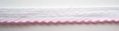 White/Pink 1/8" Striped Piping