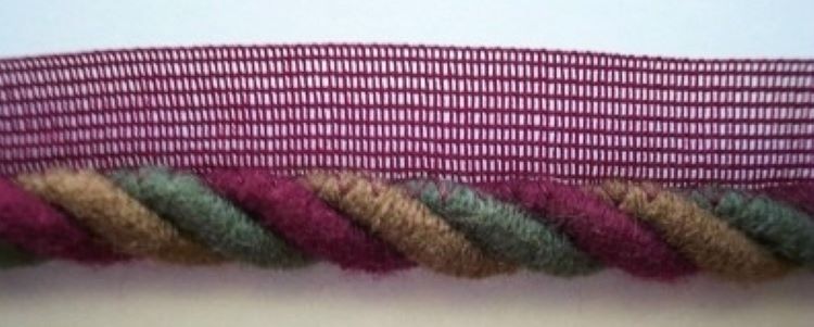 Wine/Olive 1/2" Striped Piping