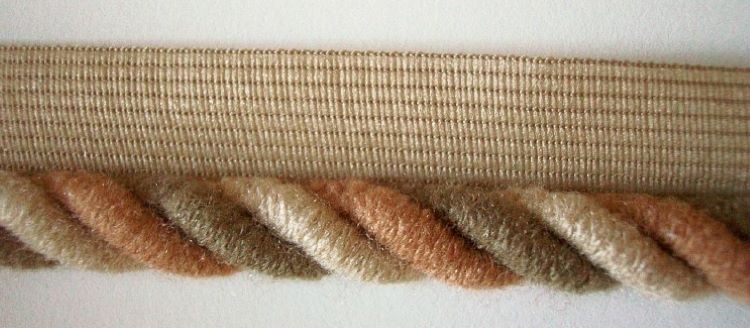 Beige/Olive/Apricot 1/2" Striped Piping