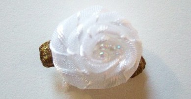 White Organza Striped 7/8" Flower Applique