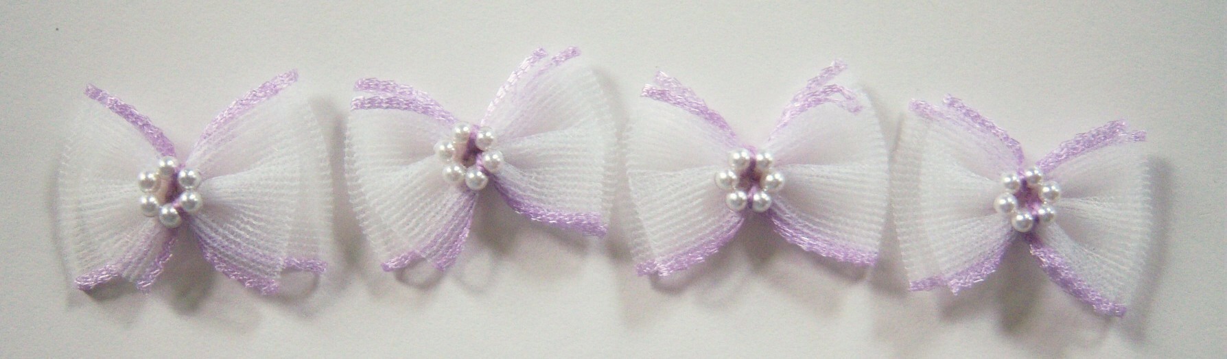 White/Orchid/Pearls Bow