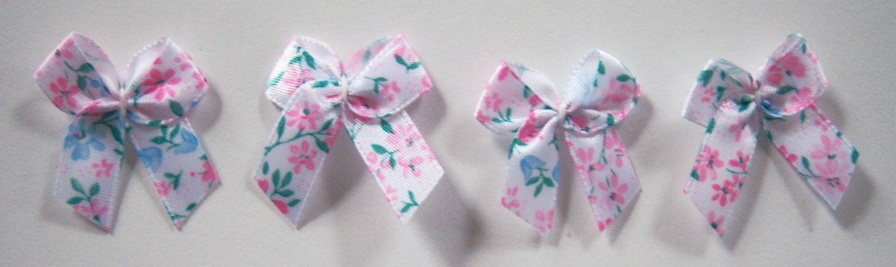 Pink/Blue Floral Satin Bow